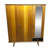 French wardrobe with tapered legs, 3 doors, 1 mirror, 27*130 and 1 t.