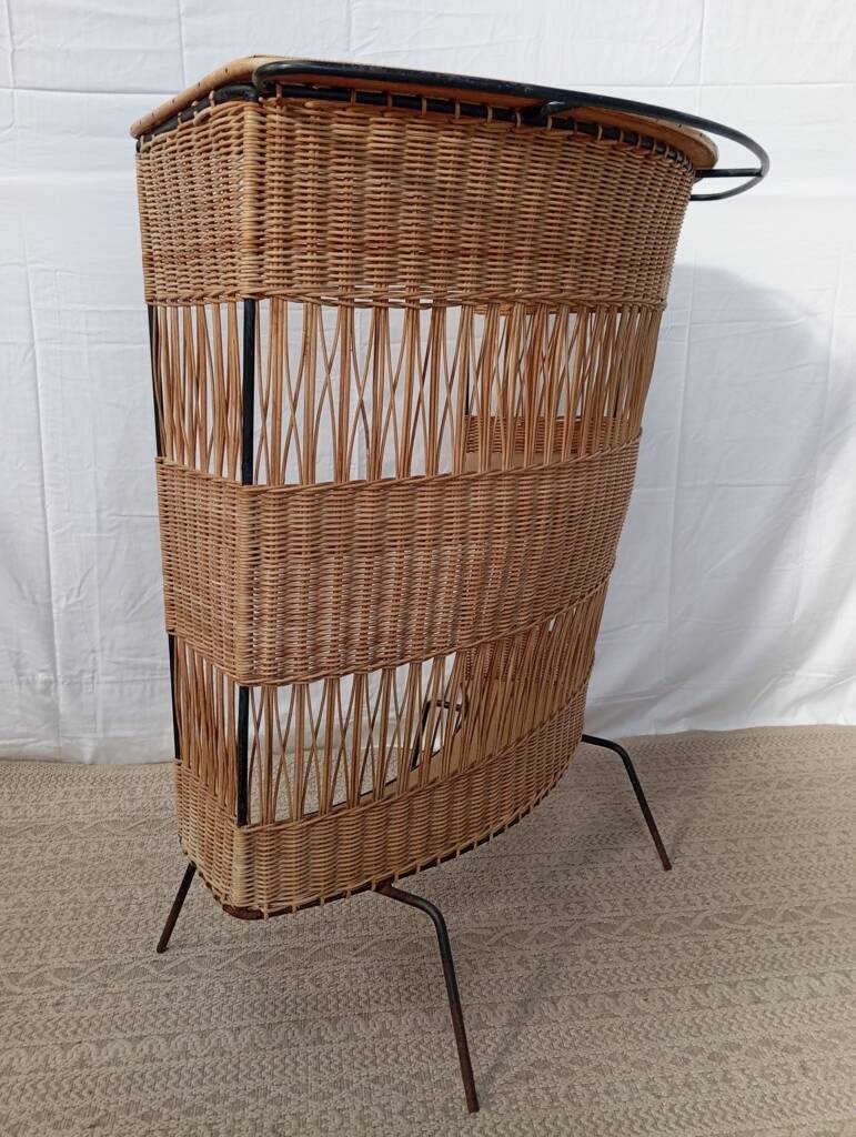 1960s rattan and metal bar counter