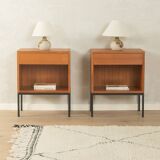 Minimalist bedside tables from the 1960s, teak veneer, set of 2