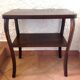 Varnished wooden stand with two shelves and curved legs / 50s-60s