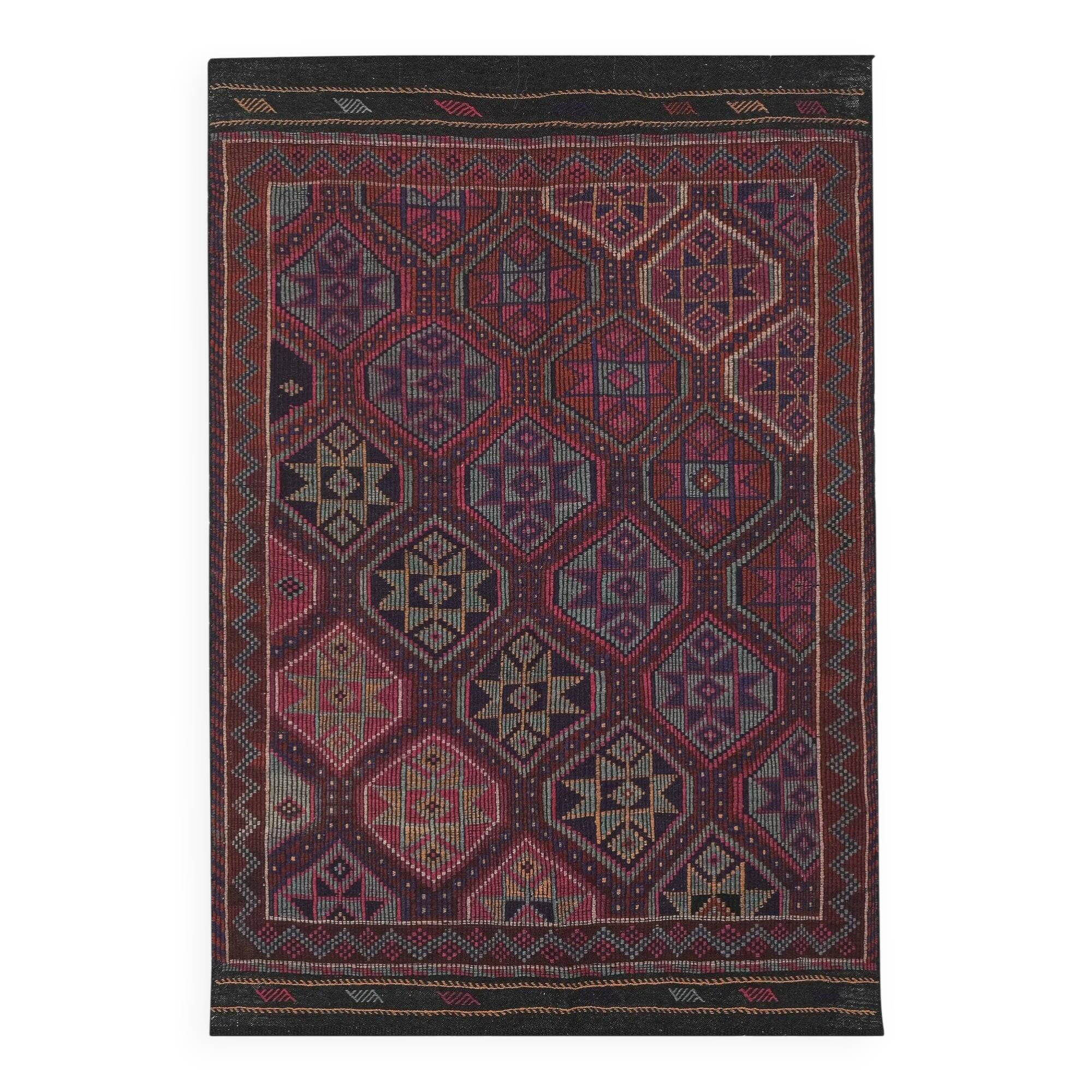 Vintage Turkish kilim, handwoven, 175x251 cm.