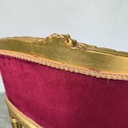 Louis XVI gilt wood and red velvet armchair