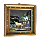 Tableau basque de itxo peint sur verre et encadré