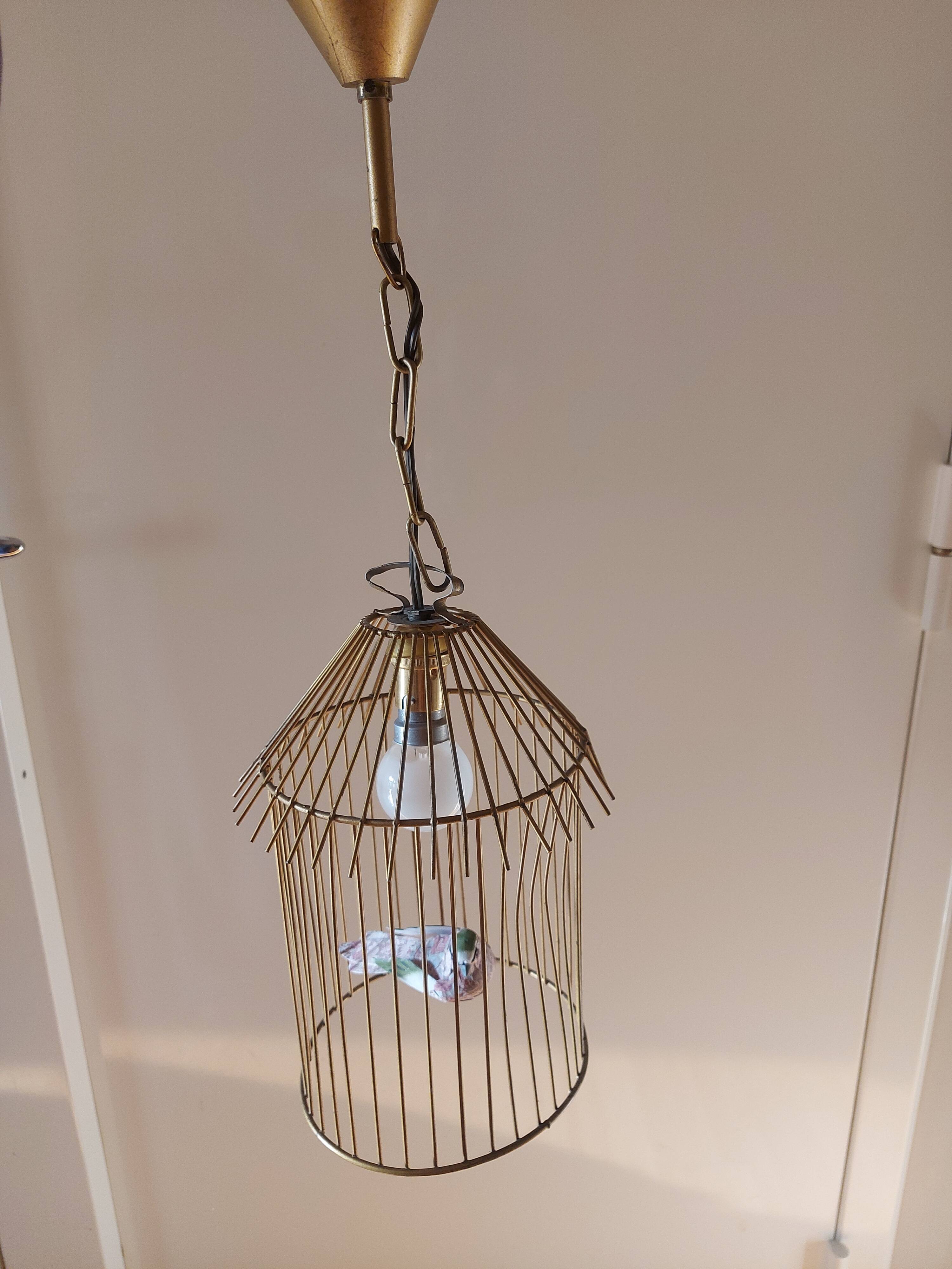 Vintage suspension in the shape of a bird cage