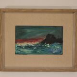 Original Mid Century Swedish Oil on Panel – “Waves” by Louis Zelig – Signed