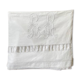 Antique linen-cotton sheet with LR monogram, embroidered