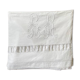 Drap ancien monogramme LR en lin et coton brodé