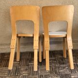 Pair of chair 66 design Alvar Aalto artek edition melaminé white