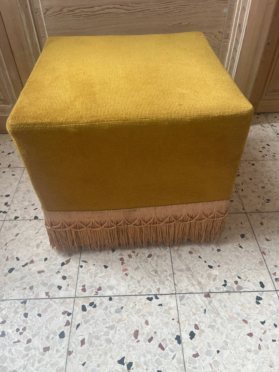 Velvet pouffe