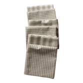 Lot 6 gingham cotton napkins and beige linen tiles