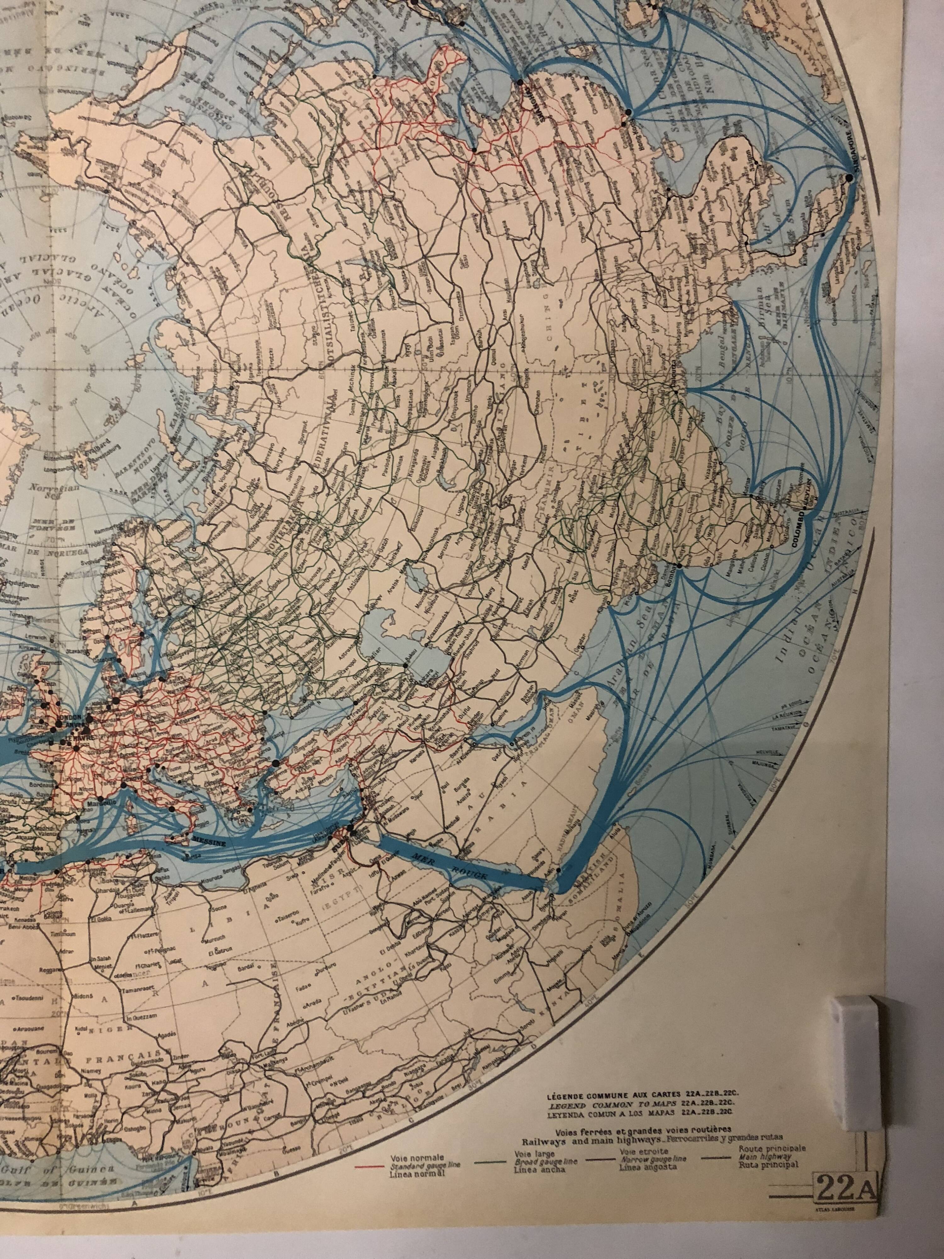 Mappemonde carte ancienne communication dans l’hémisphère nord