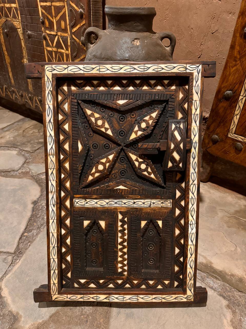 Berber heritage: ancient door decorated with camel bones
