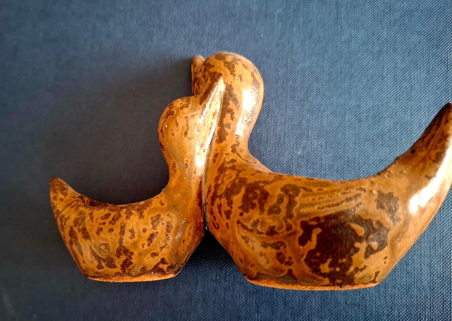 Brown ceramic saleron André Bodin duck and duckling (20th century)