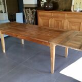 Teak table with extension cords