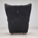 1960s, Danish relax armchair, reupholstered, gray furniture fabric..