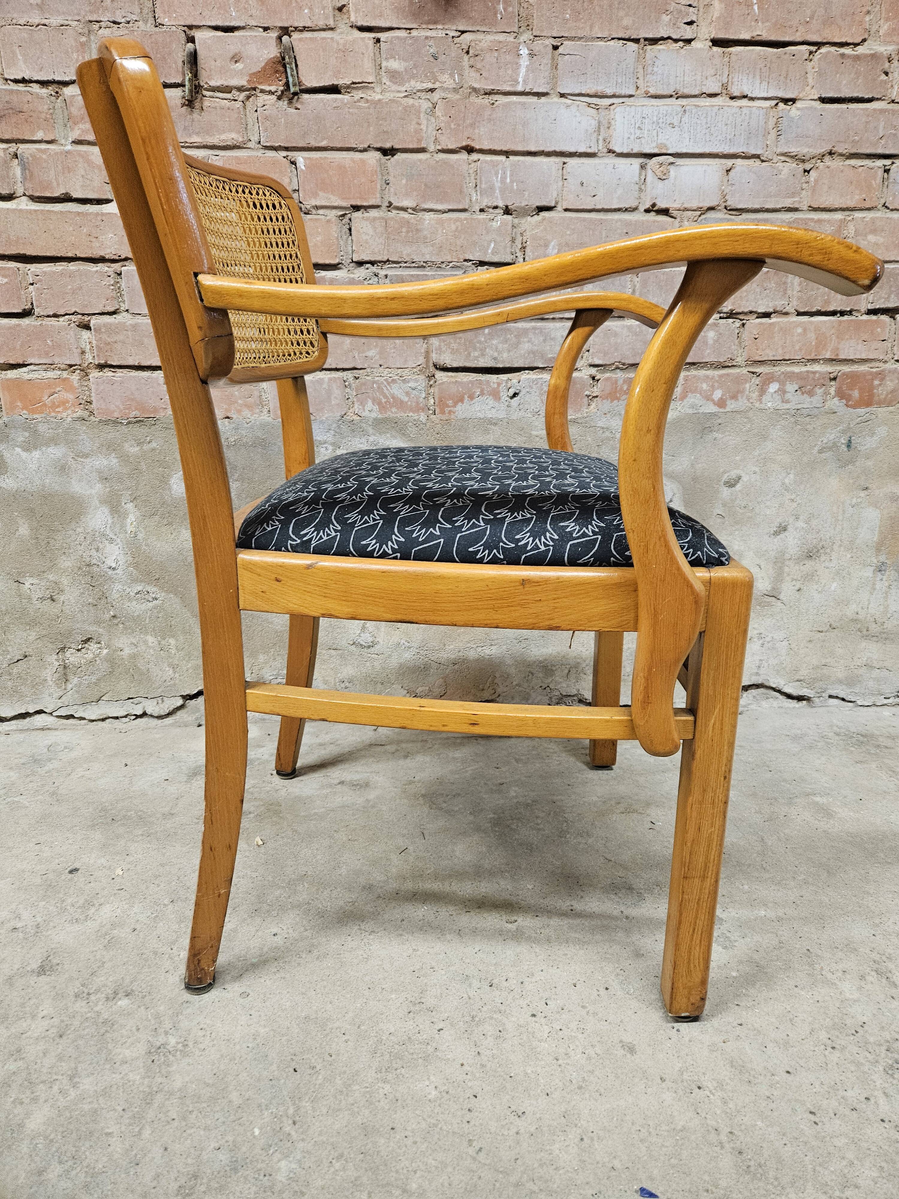 Chair armchair cannage wood 1960 vintage