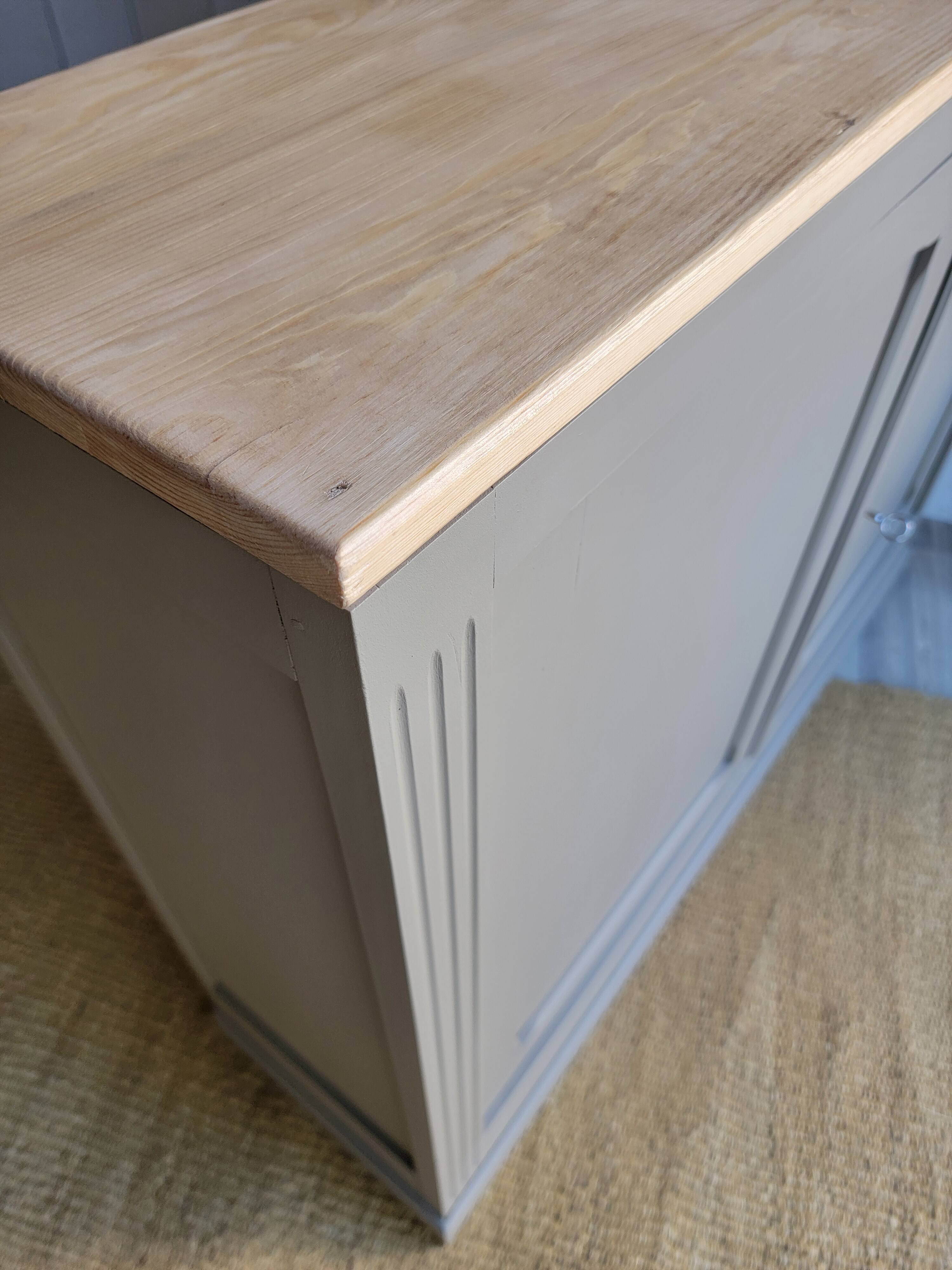 renovated wooden sideboard in brown