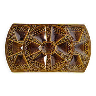 Art Deco style oyster or appetizer tray, French ceramic