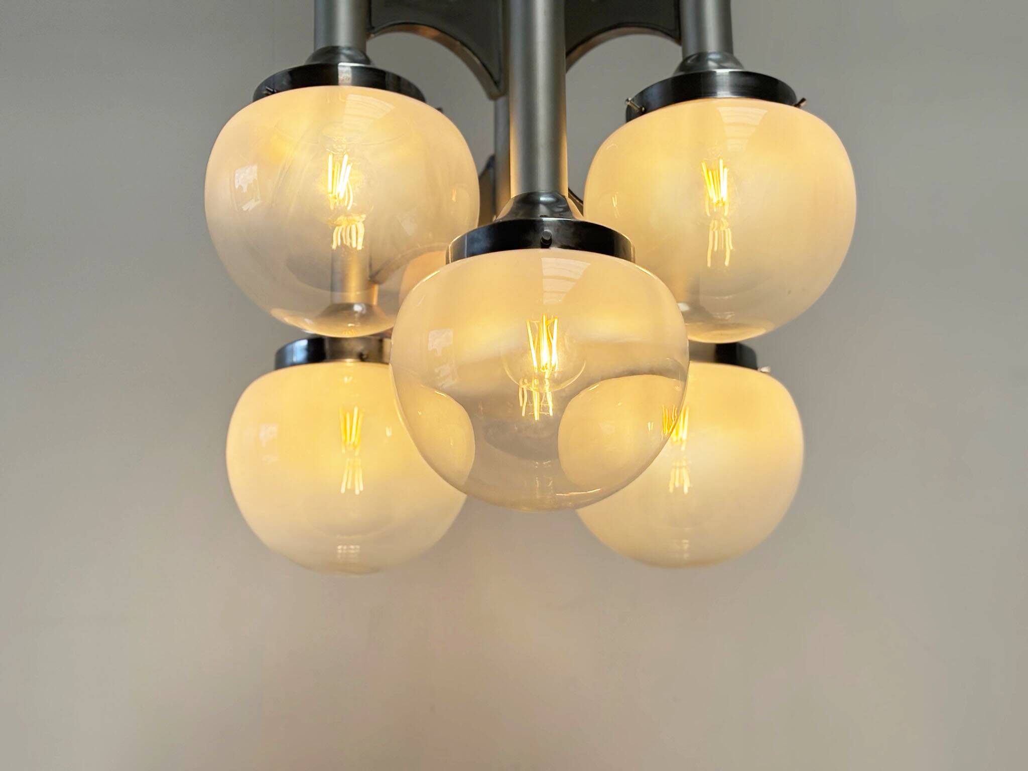 Sciolari chrome "Trumpet" chandelier