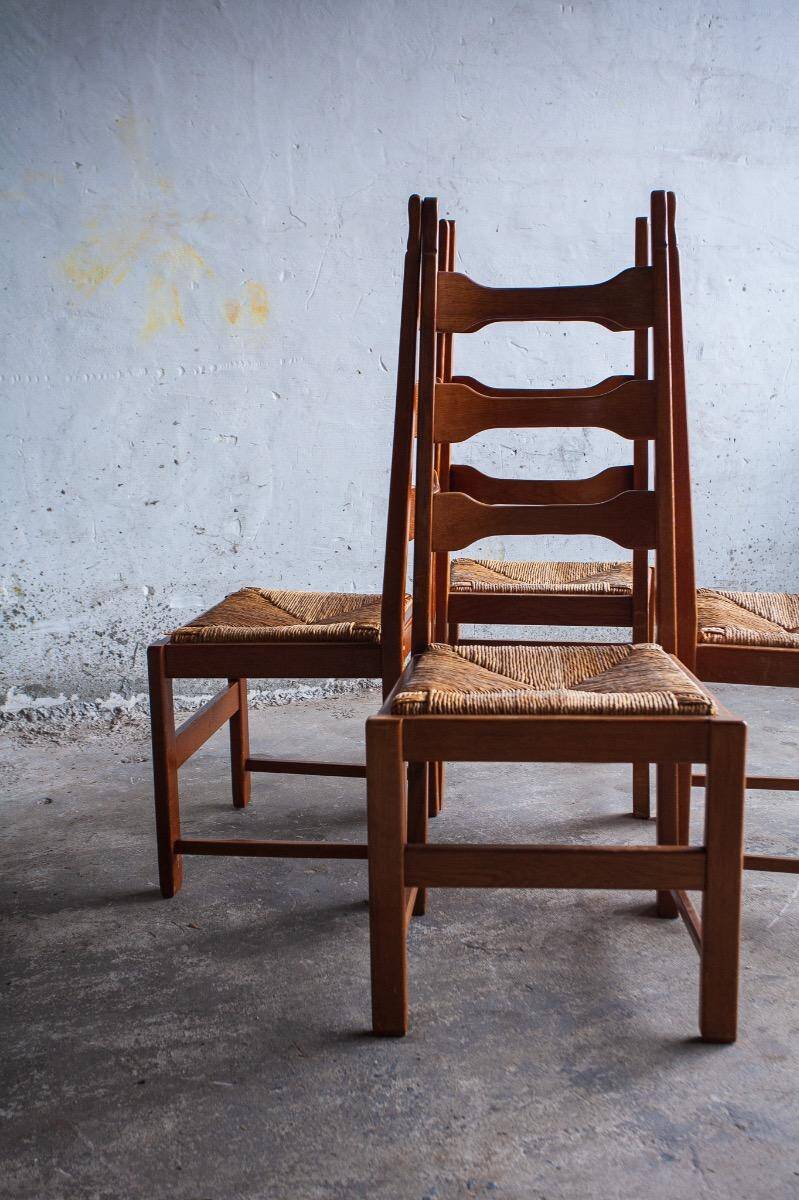 Brutalist oak chairs (set of four)