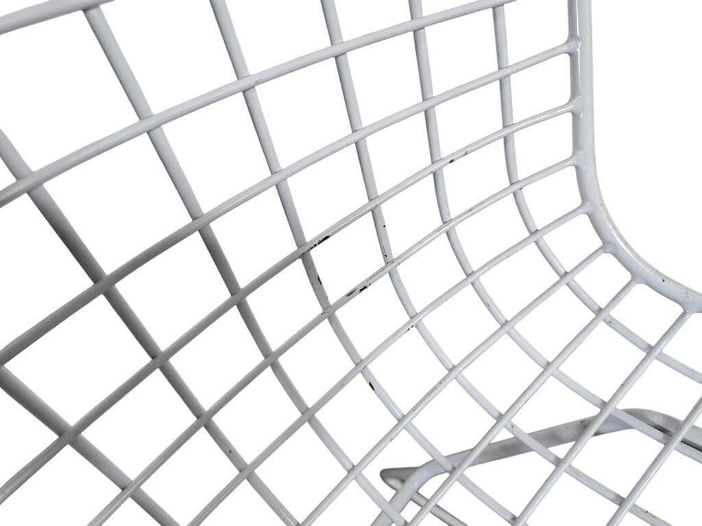 Vintage white wire chair in Bertoia style