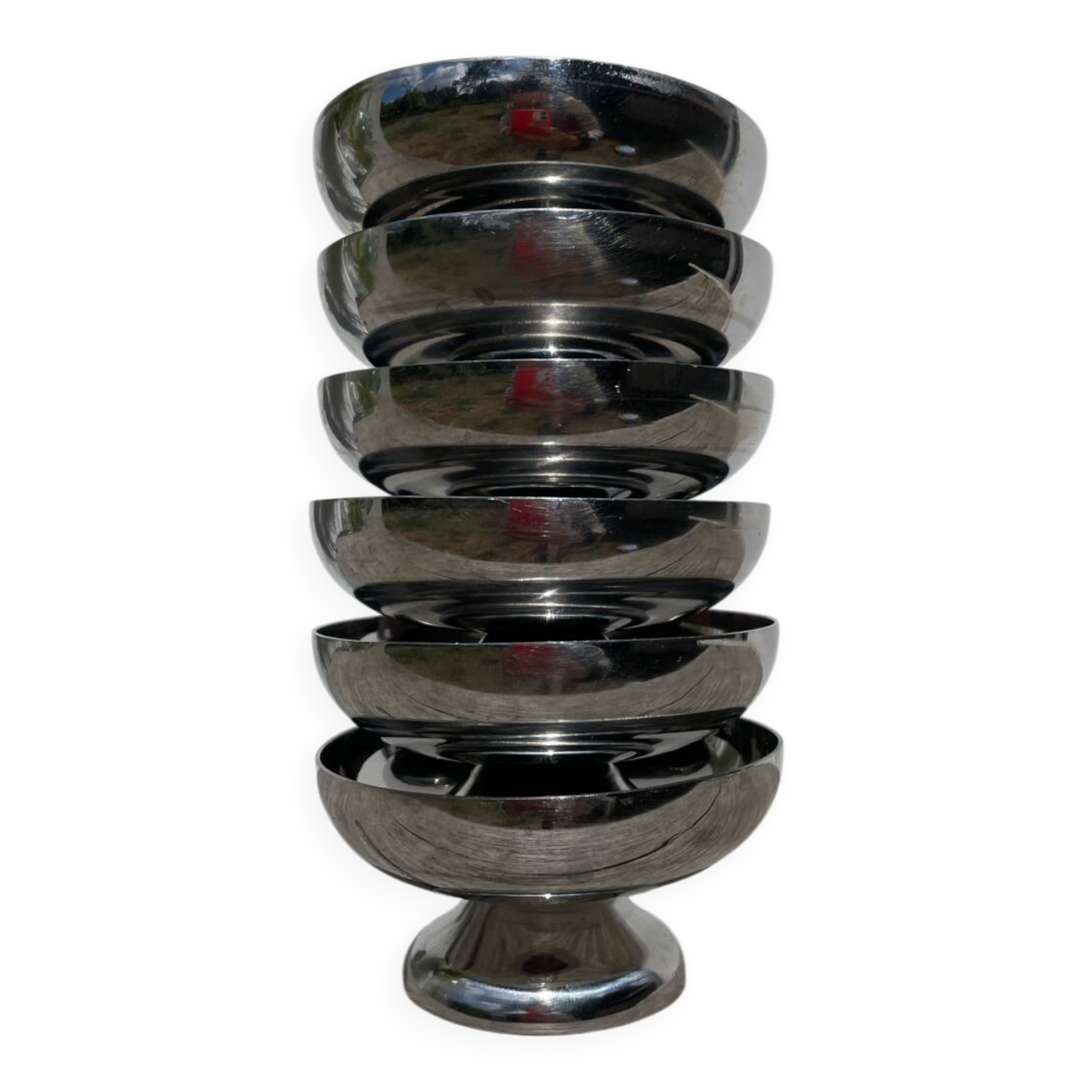 6 coupelles en inox 1970