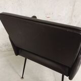 Vintage armchair in skai and black metal 60s