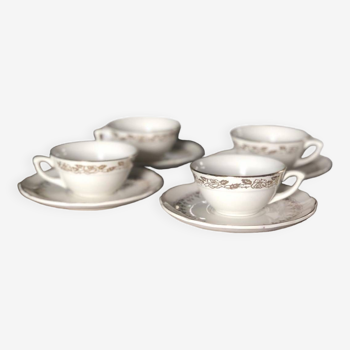 4 Moulin des Loups Orchies coffee cups and saucers