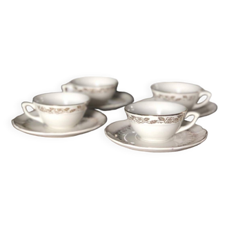 4 Moulin des Loups Orchies coffee cups and saucers