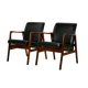 Teak armchair with leather upholstery