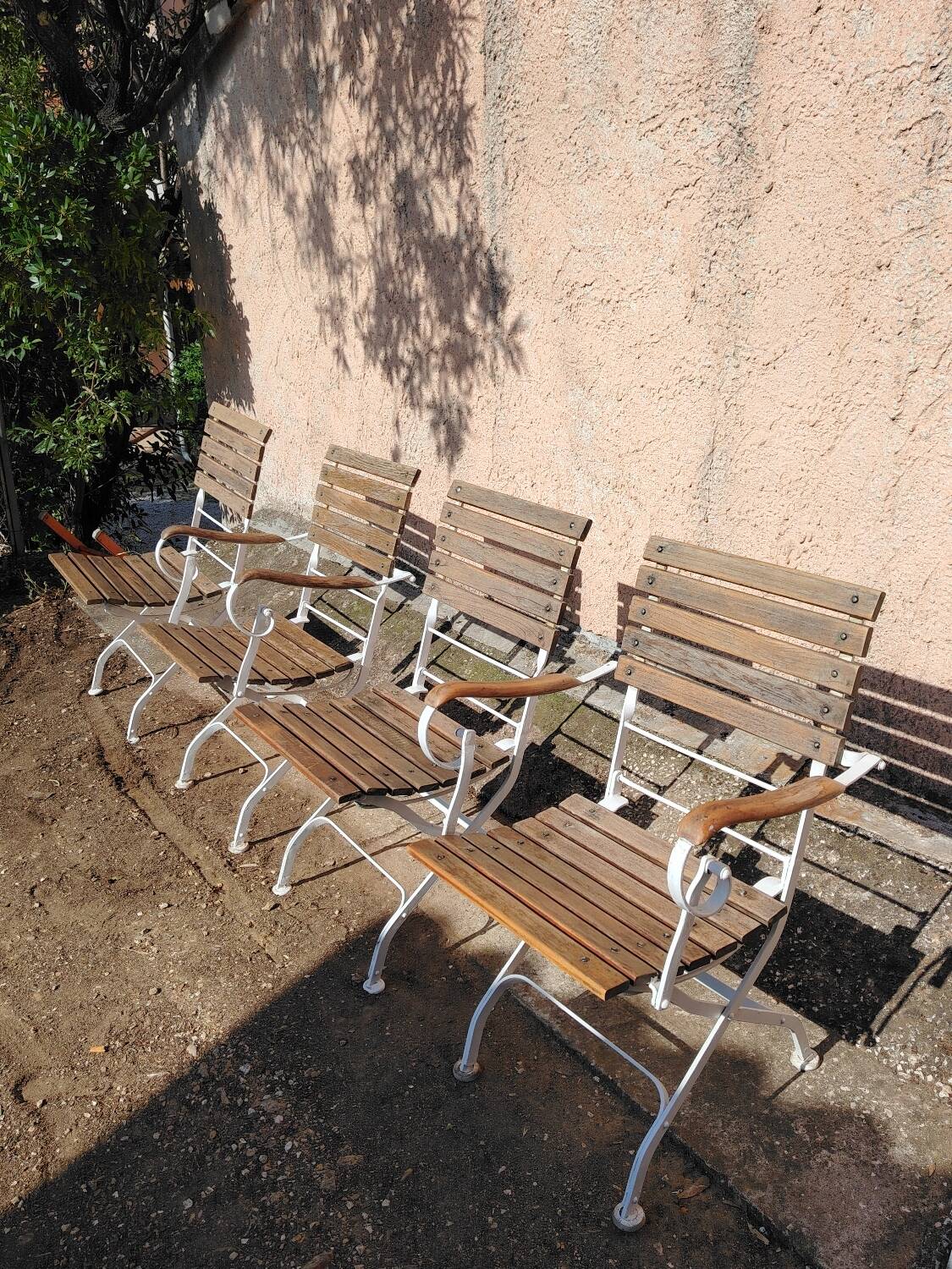 Old vintage wrought iron art nouveau garden furniture