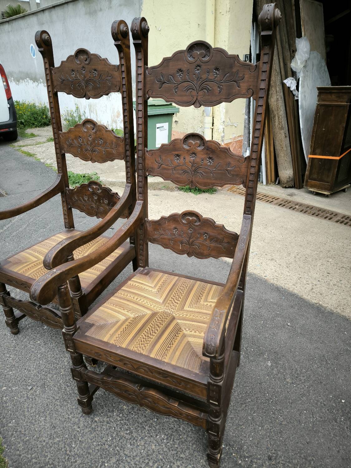 Pair of large, heavy armchairs from the late 19th century