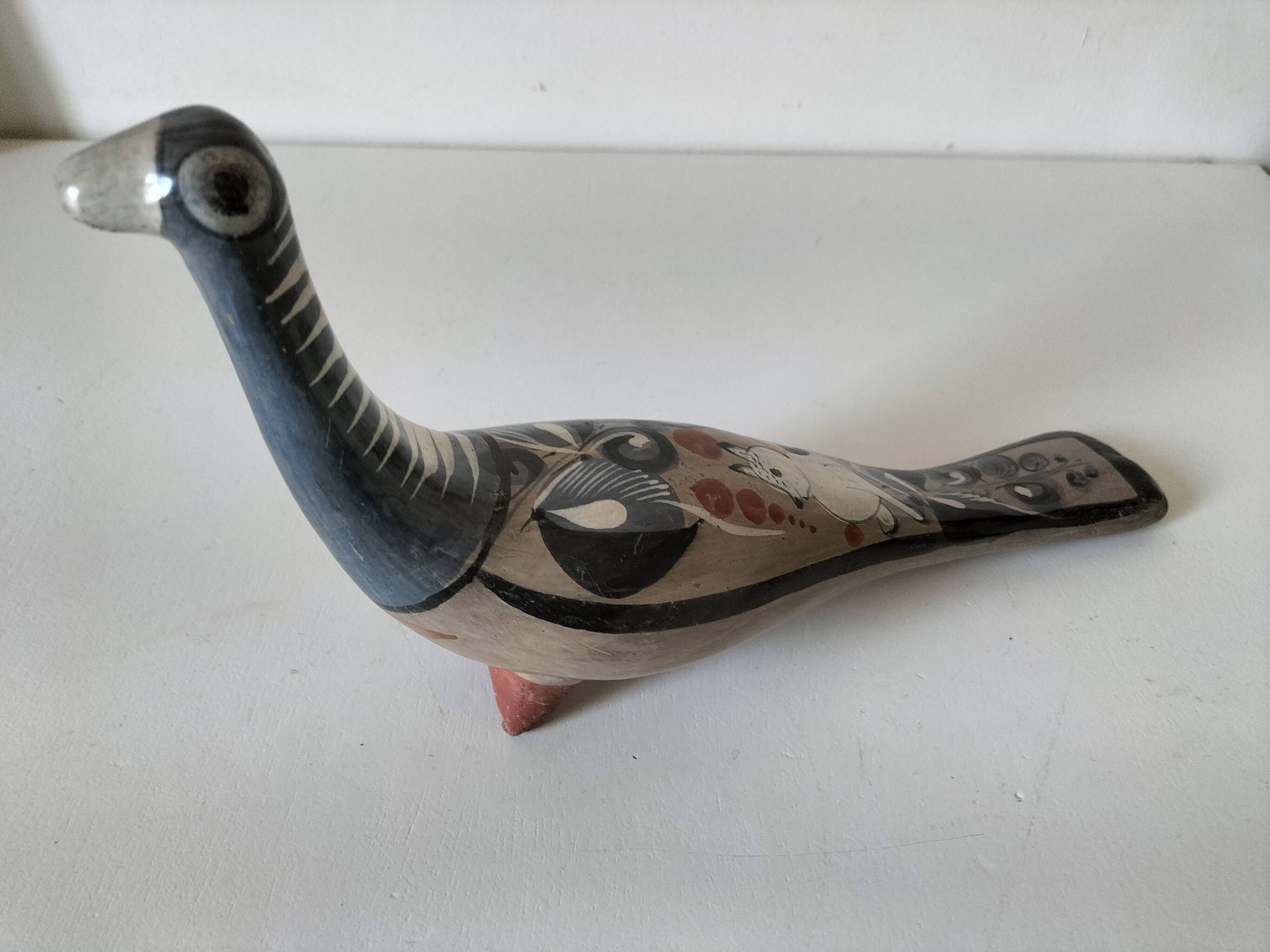 Ceramic dove from Mexico – Decorated with nahual cat