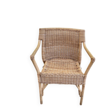 Rattan and woven wicker armchair – Bohemian / Vintage / Scandinavian style