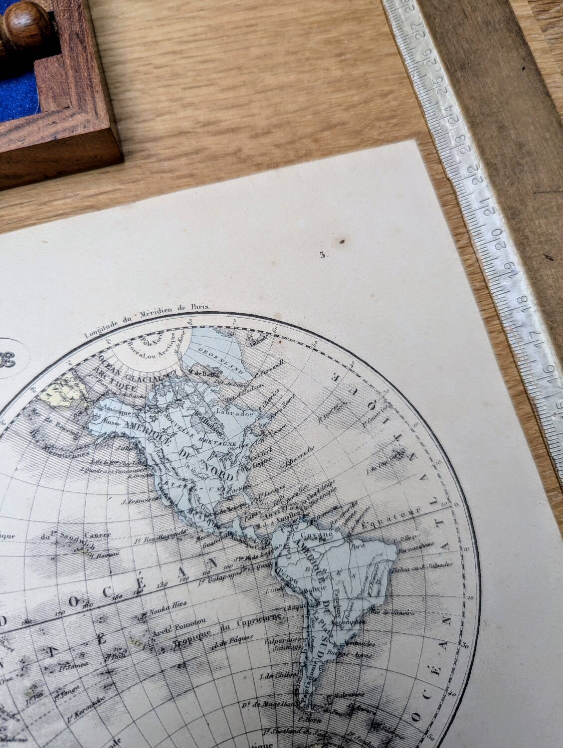Antique world map, printed in 1852
