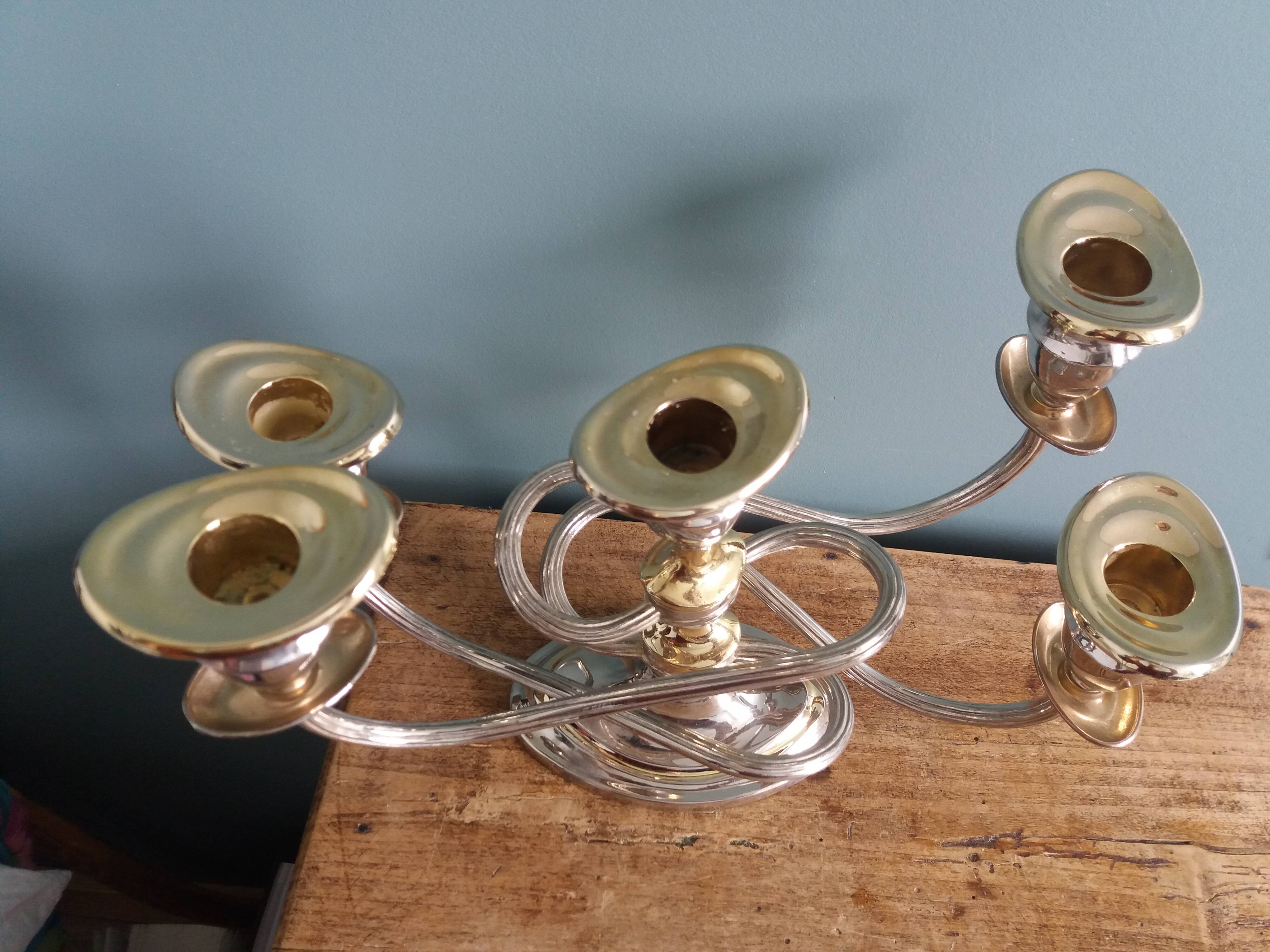 Medusa chandelier in silver and gold metal
