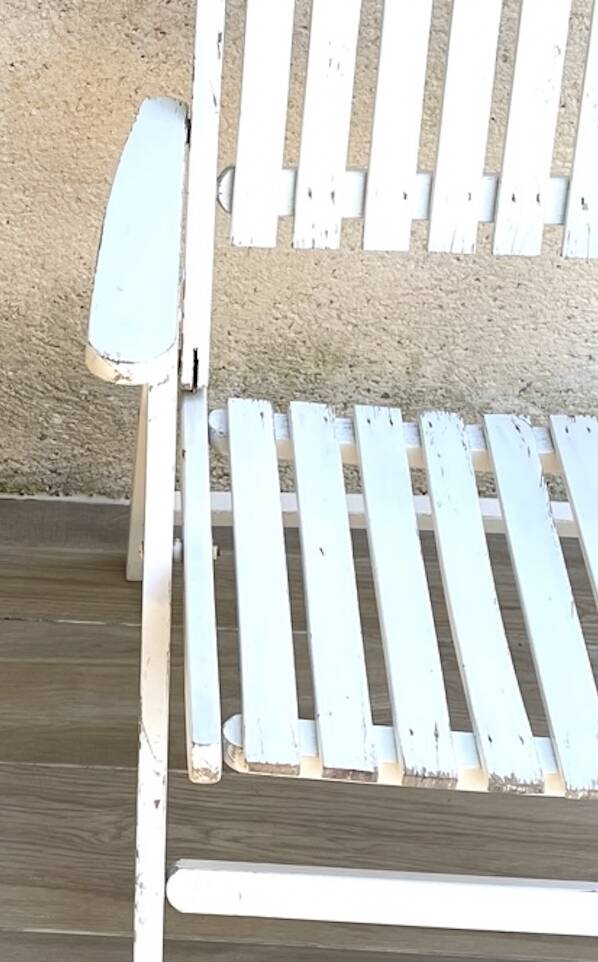 Pair of vintage wooden garden armchairs by r.gleizes