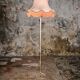 French brass floor lamp with fringes, mid-20th century
