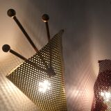 Pair of wall lamps metal perforated color, France 1950