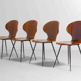 Set of four plywood 'Lulli' chairs by Carlo Ratti, Italy, 1950s