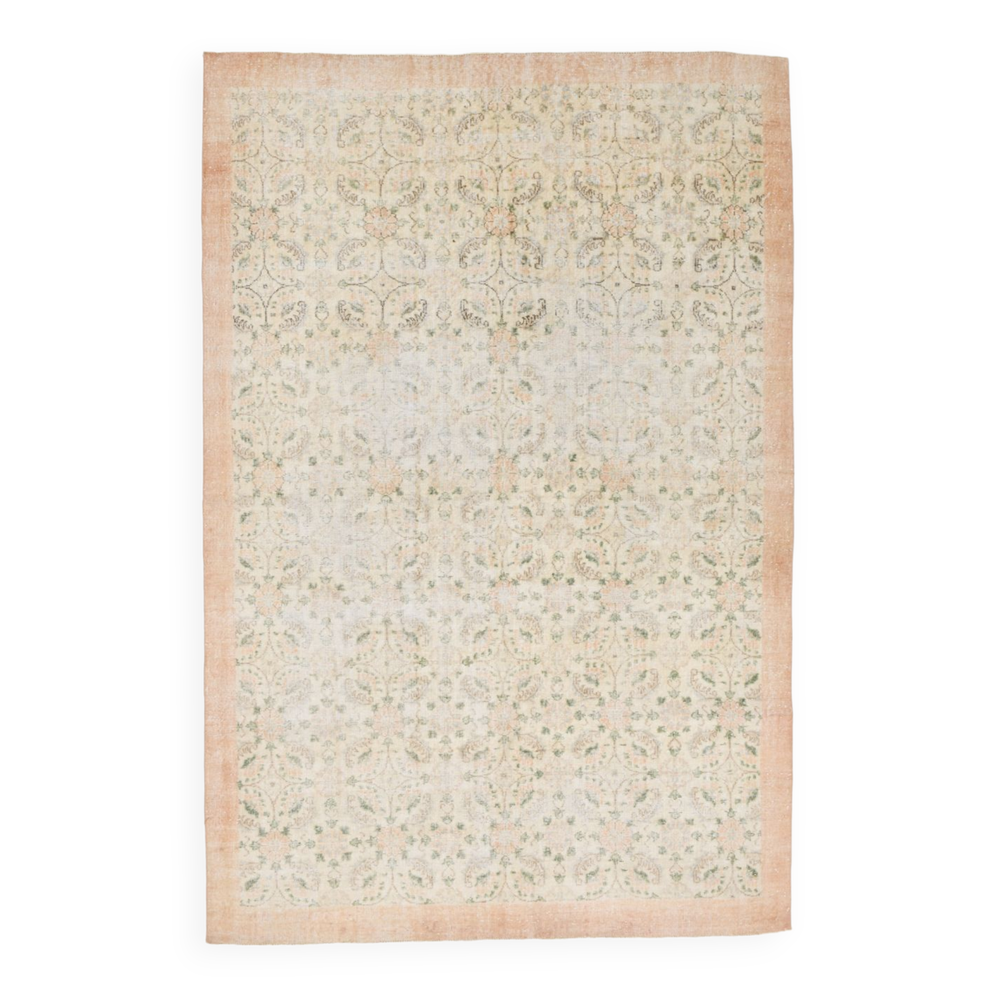 7x10 Large Floral Handmade Vintage Rug, 209x312Cm