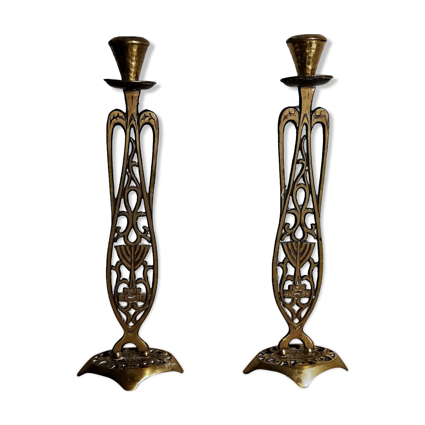 Paire de bougeoirs art deco made in Israel