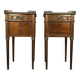 Pair of Louis XVI style bedside tables in white marble