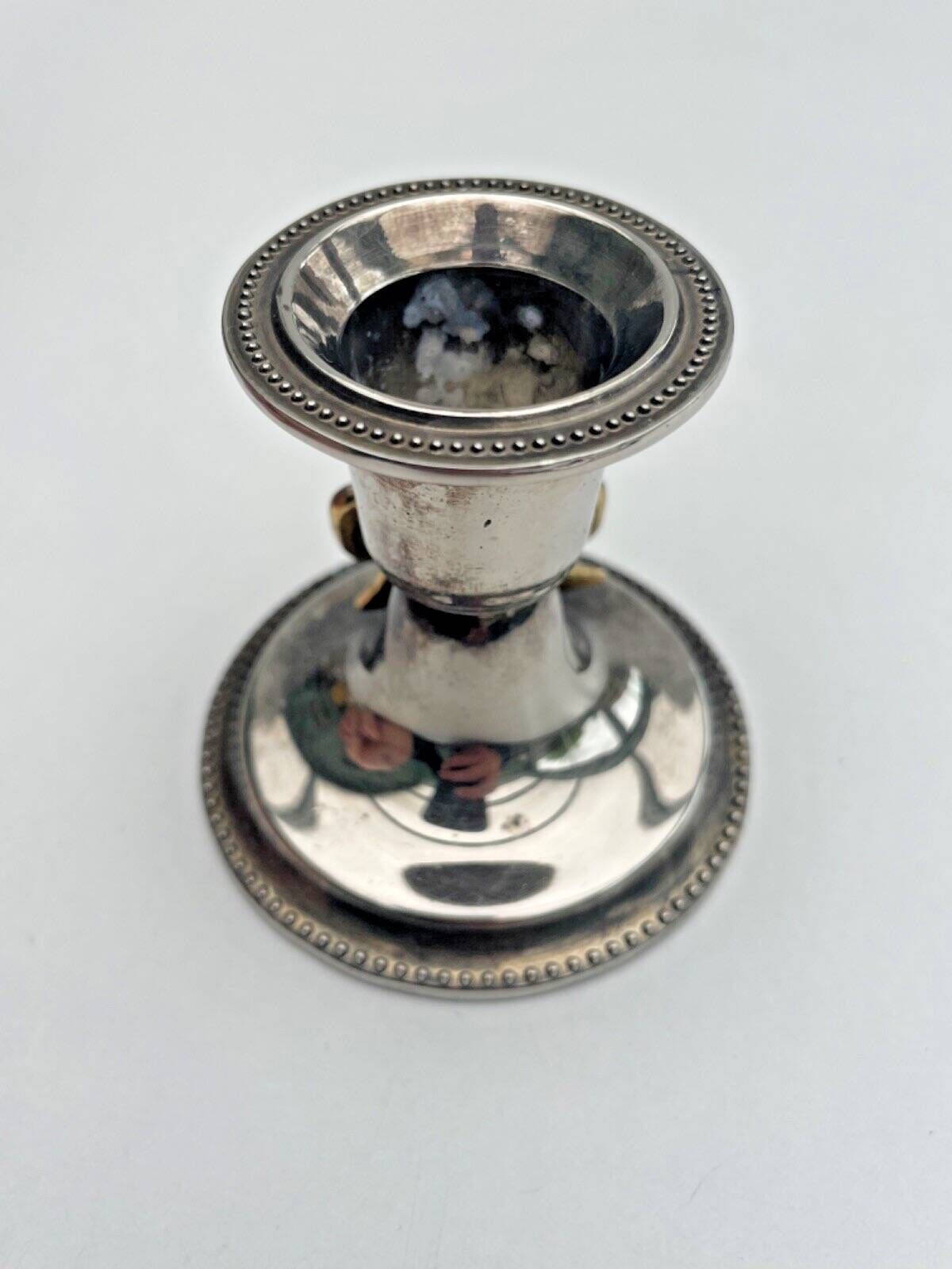 Set of 4 silver metal candle holders with gold bow - classic chic style