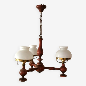 three-branched wooden chandelier