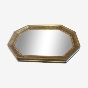 Golden octagonal mirror 50x100cm
