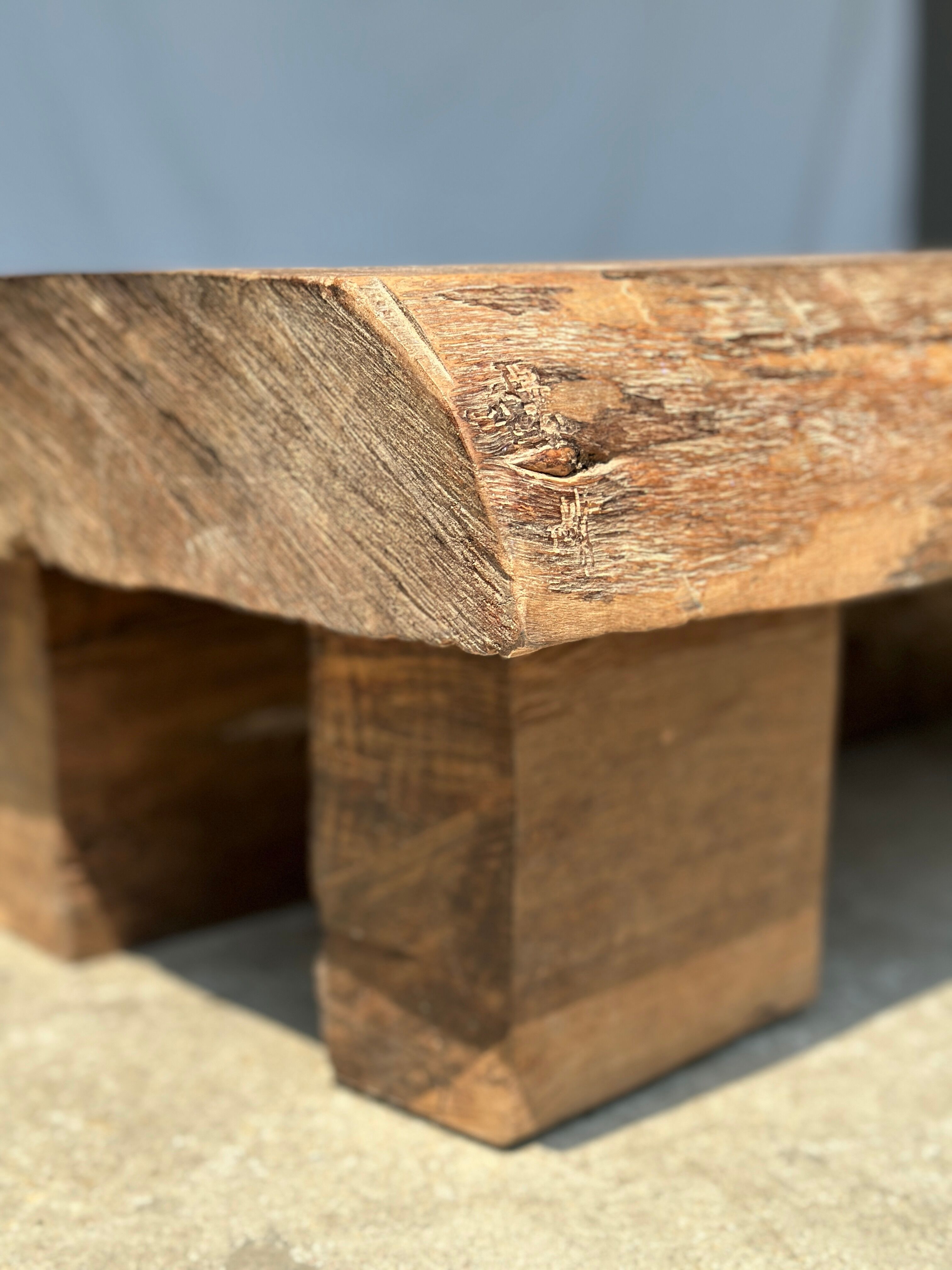Asian solid wood quadripod brutalist coffee table H30 L81 l42
