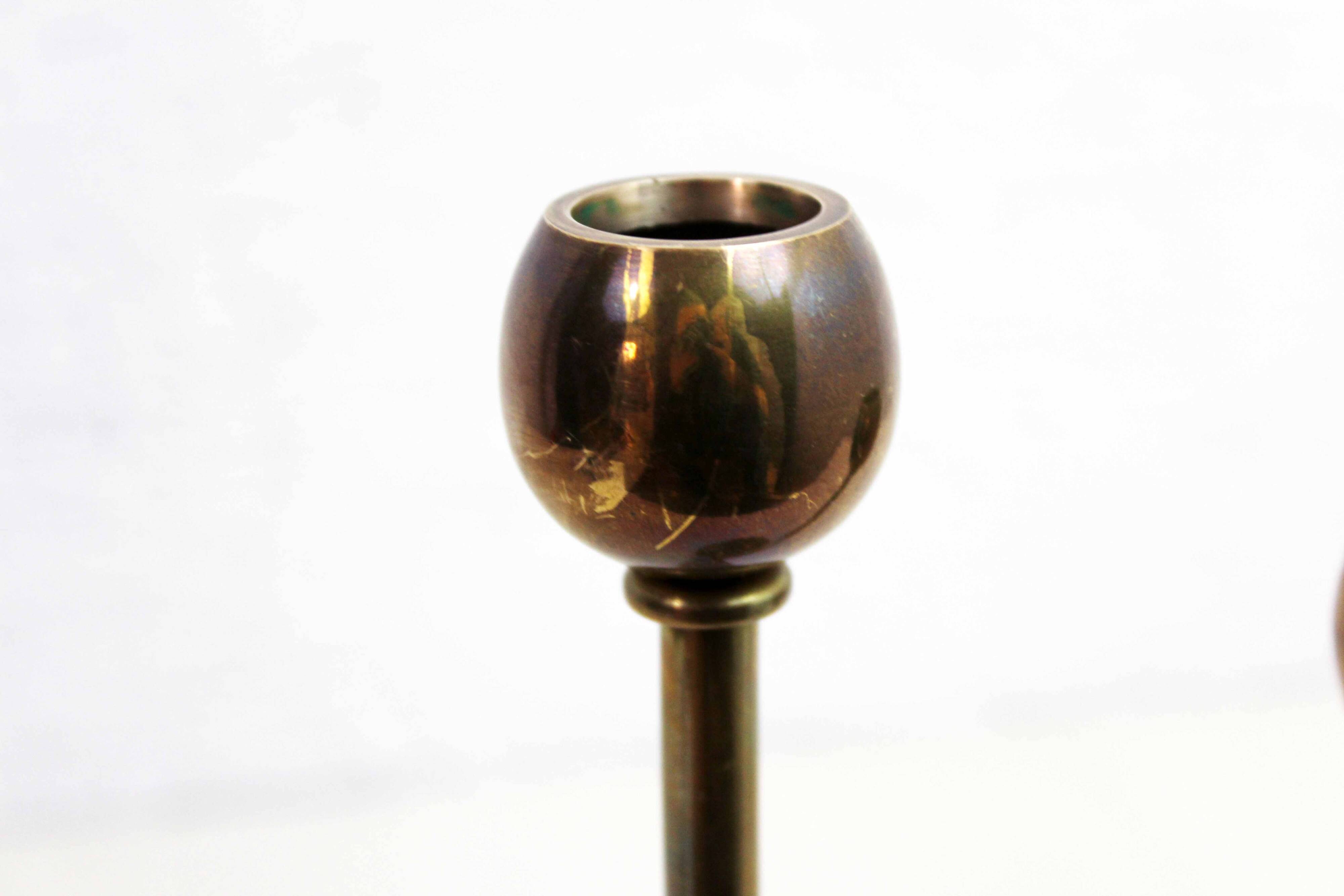 Double brass candle holder