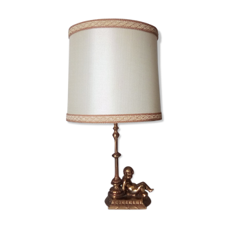Antique table lamp in solid golden brass