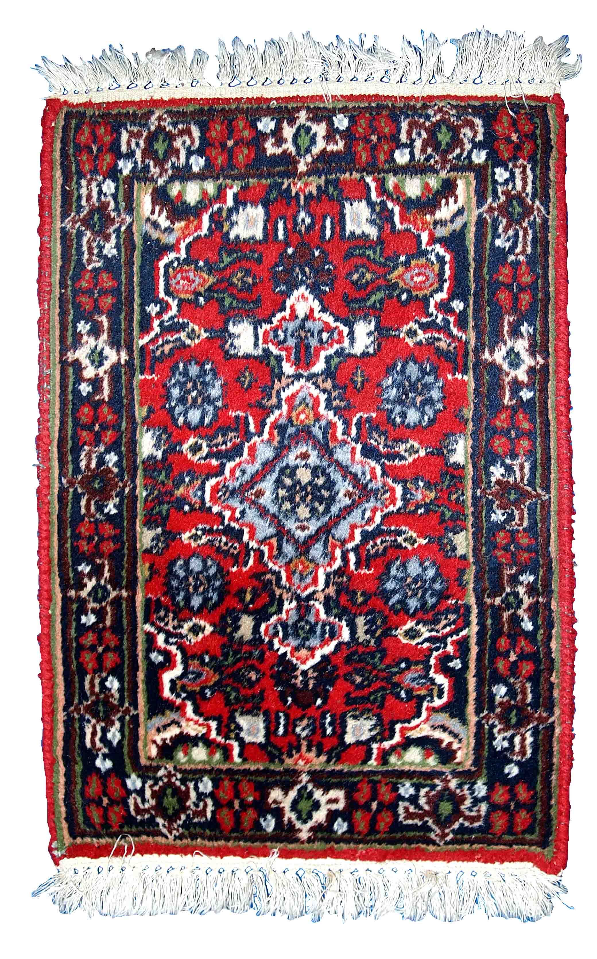 Vintage persian malayer handmade carpet 40cm x 58cm 1970s, 1c751